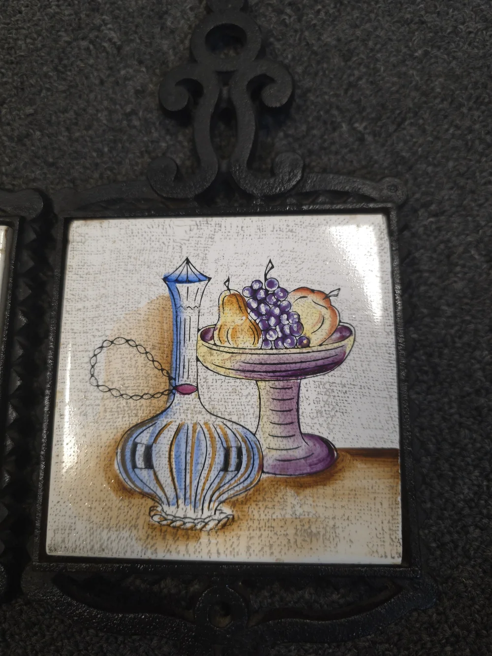 Set Of 2 Vintage Ceramic Tile Trivets Plaques Japan